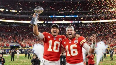 mahomes and kelce celebrating - Image generated by AI for representational purposes.