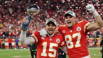 patrick mahomes and travis kelce celebrating - Image generated by AI for representational purposes.